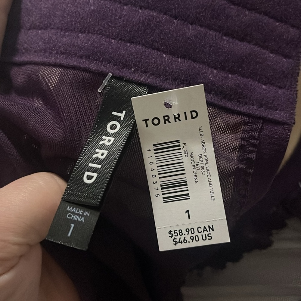 NEW Torrid Dark Purple Lace Bra Women's Size Torrid 1 NWT - Picture 6 of 6